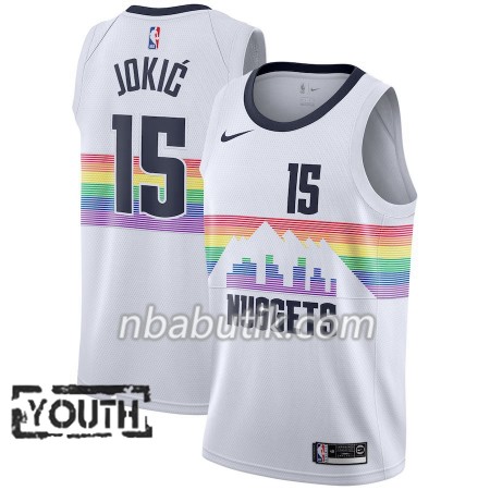 NBA Børn Trøje Denver Nuggets Nikola Jokic 15 2018-19 Nike City Edition Hvid Swingman